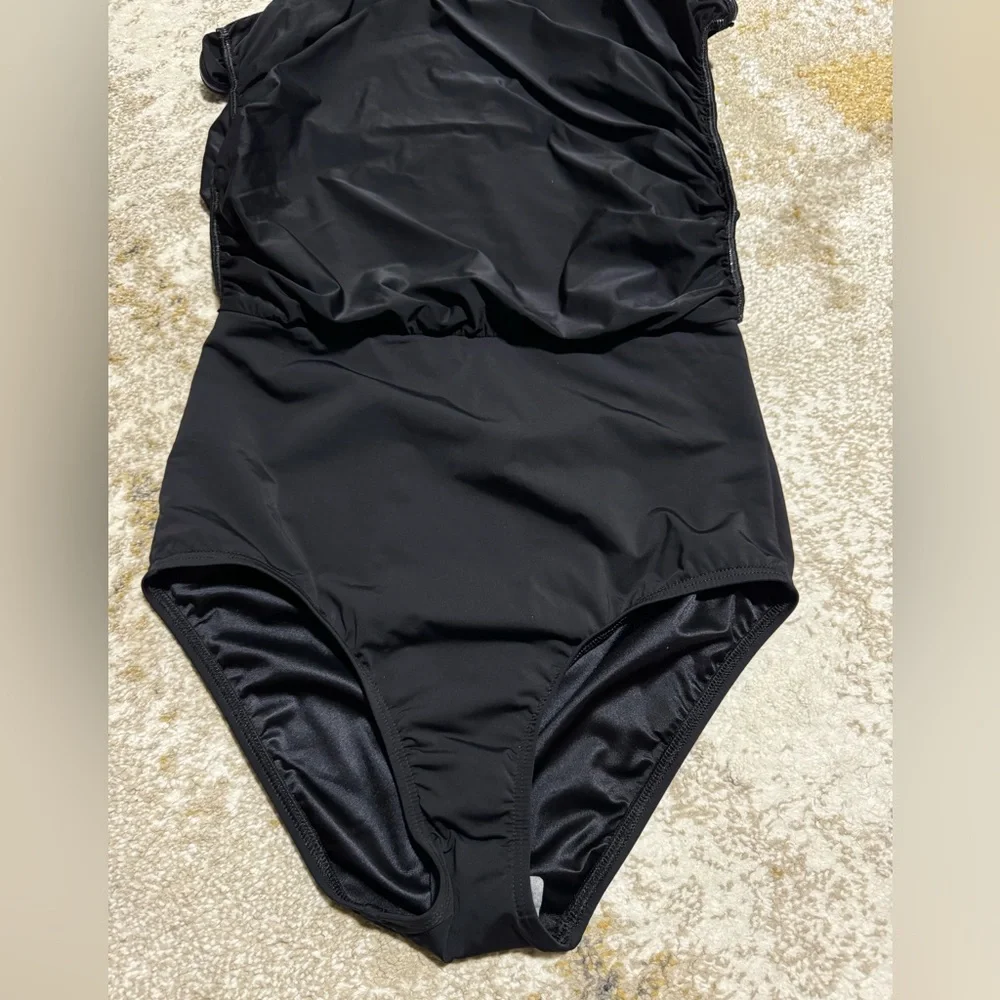 NWT Victoria’s Secret Black Ruched Swim Skirt Skort Bikini Bottom XS